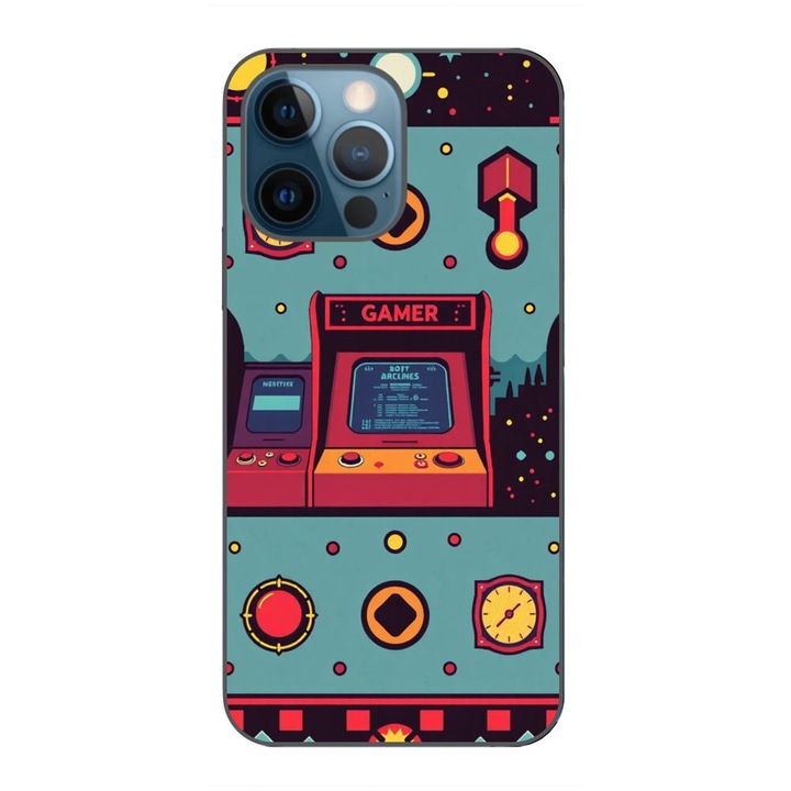 Husa compatibila cu Apple iPhone 12 Pro Silicon Gel Tpu Model Gamer Arcade Room