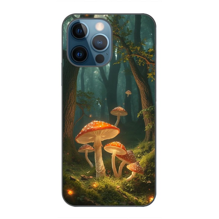 Husa compatibila cu Apple iPhone 12 Pro Silicon Gel Tpu Model Glowing Magical Mushrooms