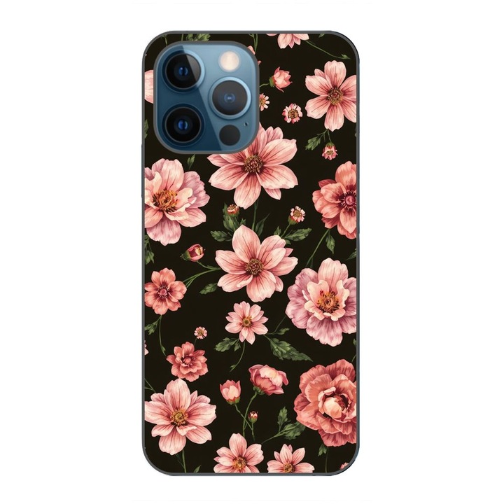 Husa compatibila cu Apple iPhone 12 Pro Silicon Gel Tpu Model Pink Spring Flowers