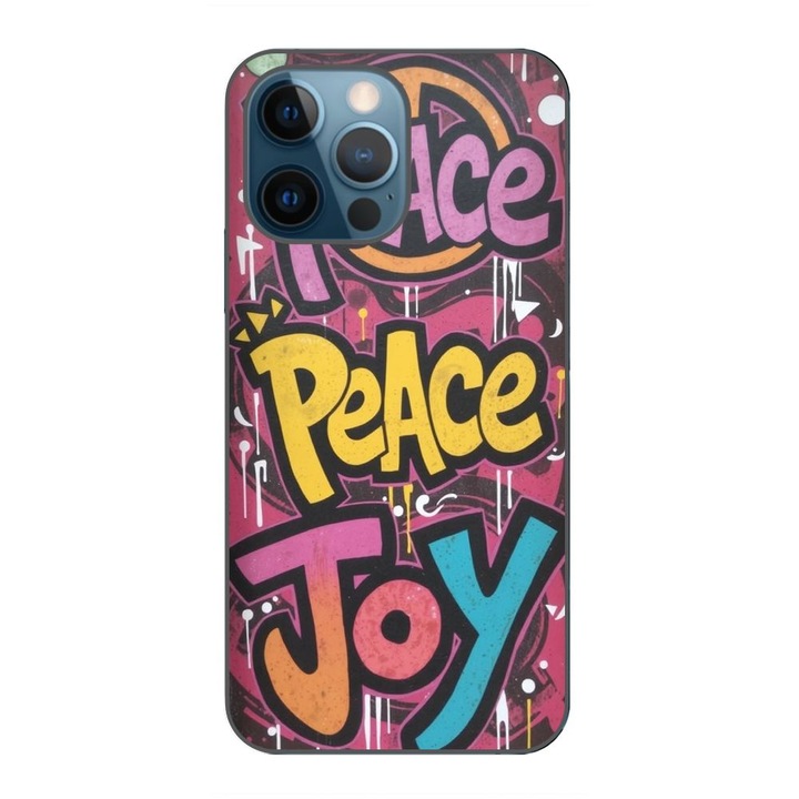 Husa compatibila cu Apple iPhone 12 Pro Silicon Gel Tpu Model Peace and Joy Graffiti