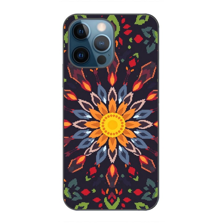 Husa compatibila cu Apple iPhone 12 Pro Silicon Gel Tpu Model Pixel Art Sun Mistery