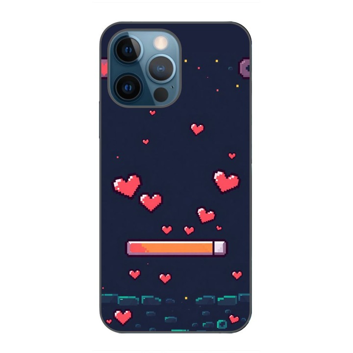 Husa compatibila cu Apple iPhone 12 Pro Silicon Gel Tpu Model Pixelated Healthbar