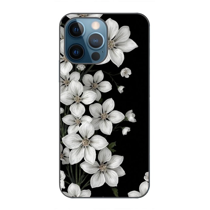 Husa compatibila cu Apple iPhone 12 Pro Silicon Gel Tpu Model Pure White Flowers