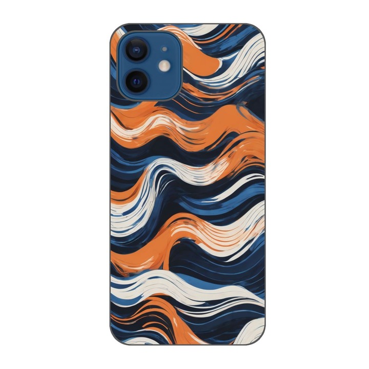 Husa compatibila cu Apple iPhone 12 Silicon Gel Tpu Model Abstract Crazy Orange Waves