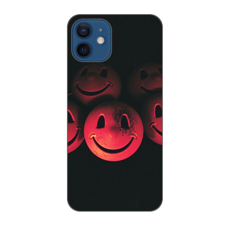 Husa compatibila cu Apple iPhone 12 Silicon Gel Tpu Model Grungy Smiley Faces