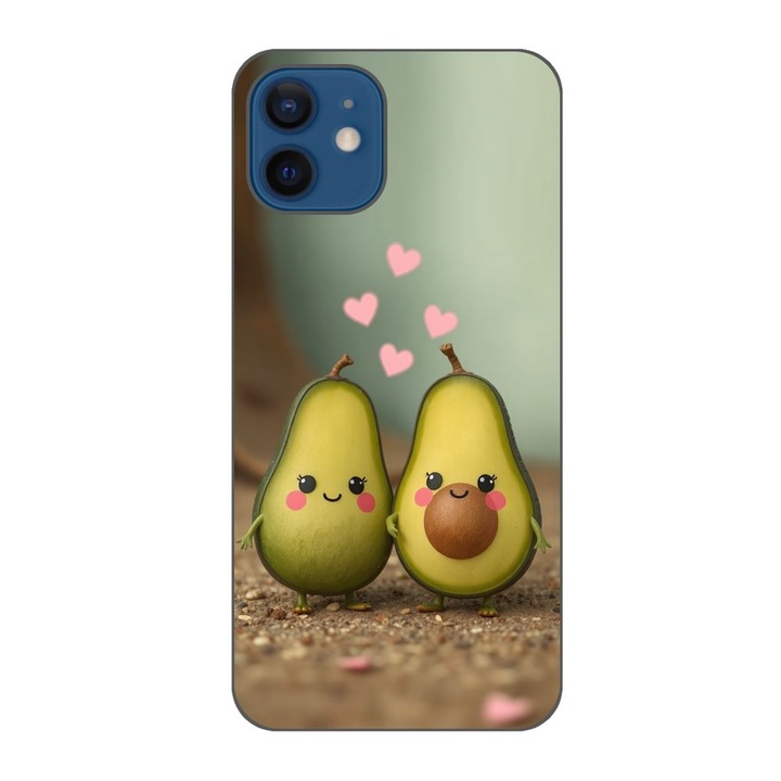 Husa compatibila cu Apple iPhone 12 Silicon Gel Tpu Model Kawaii Avocados in Love