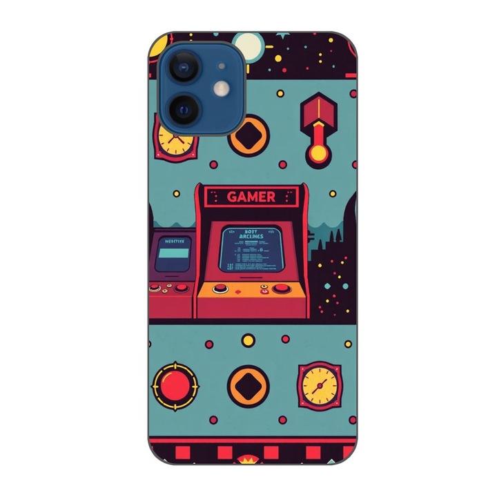 Husa compatibila cu Apple iPhone 12 Silicon Gel Tpu Model Gamer Arcade Room