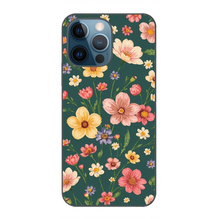 Husa compatibila cu Apple iPhone 12 Pro Silicon Gel Tpu Model Vintage Spring Flowers