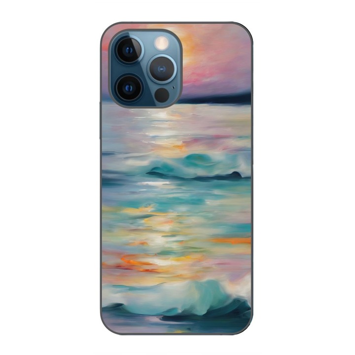 Husa compatibila cu Apple iPhone 12 Pro Silicon Gel Tpu Model Watercolor Sea View