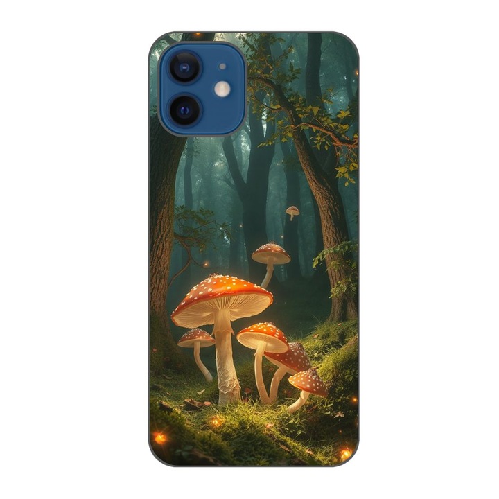 Husa compatibila cu Apple iPhone 12 Silicon Gel Tpu Model Glowing Magical Mushrooms