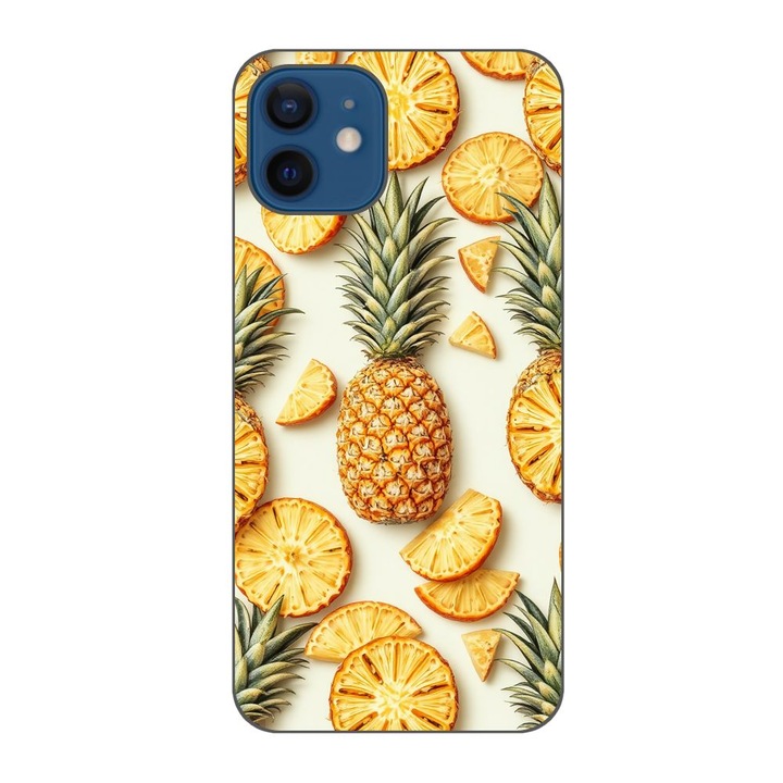 Husa compatibila cu Apple iPhone 12 Silicon Gel Tpu Model Juicy Pineapple