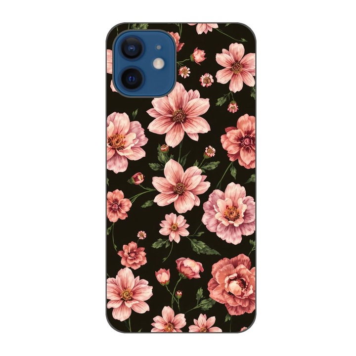 Husa compatibila cu Apple iPhone 12 Silicon Gel Tpu Model Pink Spring Flowers
