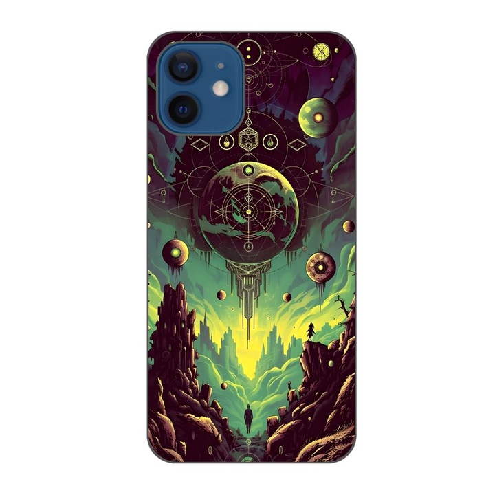 Husa compatibila cu Apple iPhone 12 Silicon Gel Tpu Model Mystical Planet