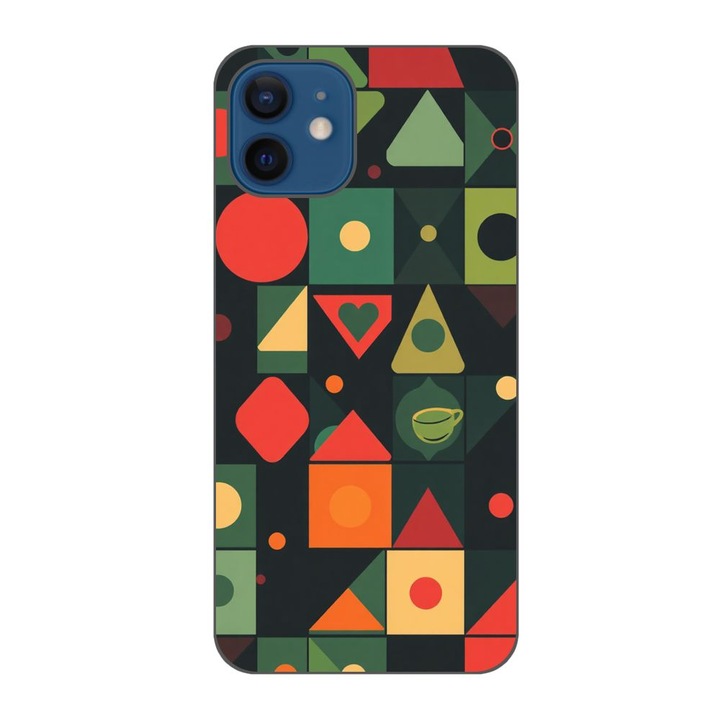 Husa compatibila cu Apple iPhone 12 Silicon Gel Tpu Model Retro Shapes