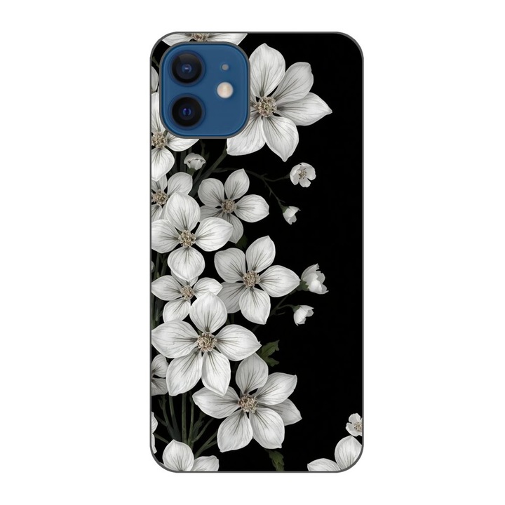Husa compatibila cu Apple iPhone 12 Silicon Gel Tpu Model Pure White Flowers