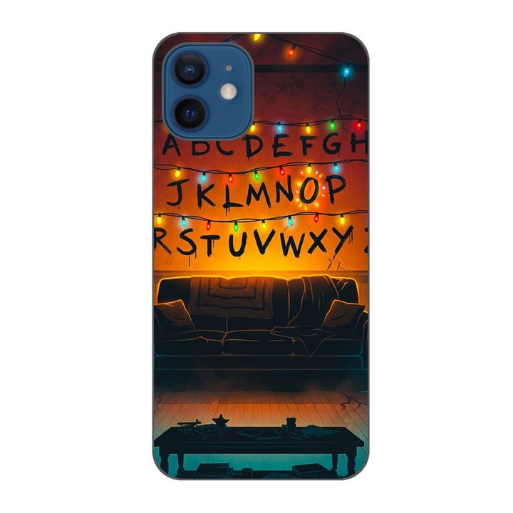 Husa compatibila cu Apple iPhone 12 Silicon Gel Tpu Model Stranger Things Alphabet Fairy Lights