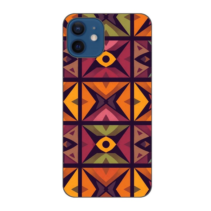 Husa compatibila cu Apple iPhone 12 Silicon Gel Tpu Model Tribal Retro Shapes