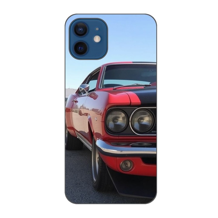 Husa compatibila cu Apple iPhone 12 Silicon Gel Tpu Model Red Muscle Car