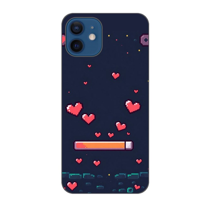 Husa compatibila cu Apple iPhone 12 Silicon Gel Tpu Model Pixelated Healthbar