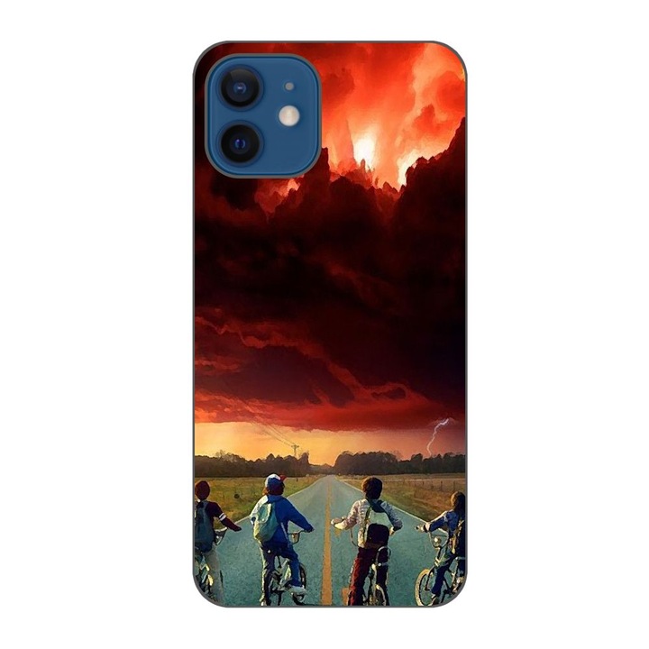Husa compatibila cu Apple iPhone 12 Silicon Gel Tpu Model Stranger Things Red Sky