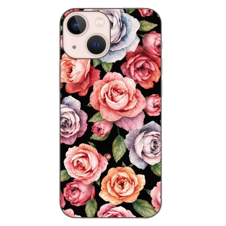 Husa compatibila cu Apple iPhone 13 Mini Silicon Gel Tpu Model Colorfull Roses Pattern