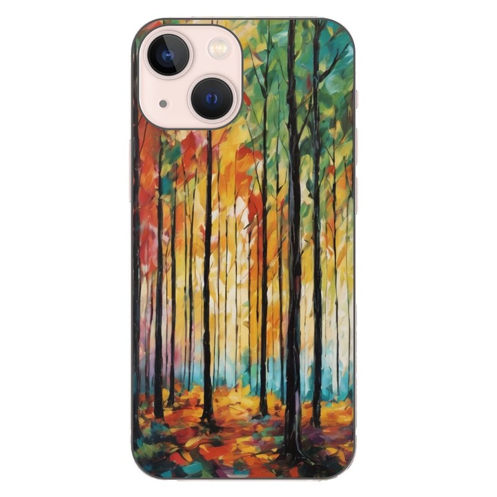 Husa compatibila cu Apple iPhone 13 Mini Silicon Gel Tpu Model Colored Forest Art