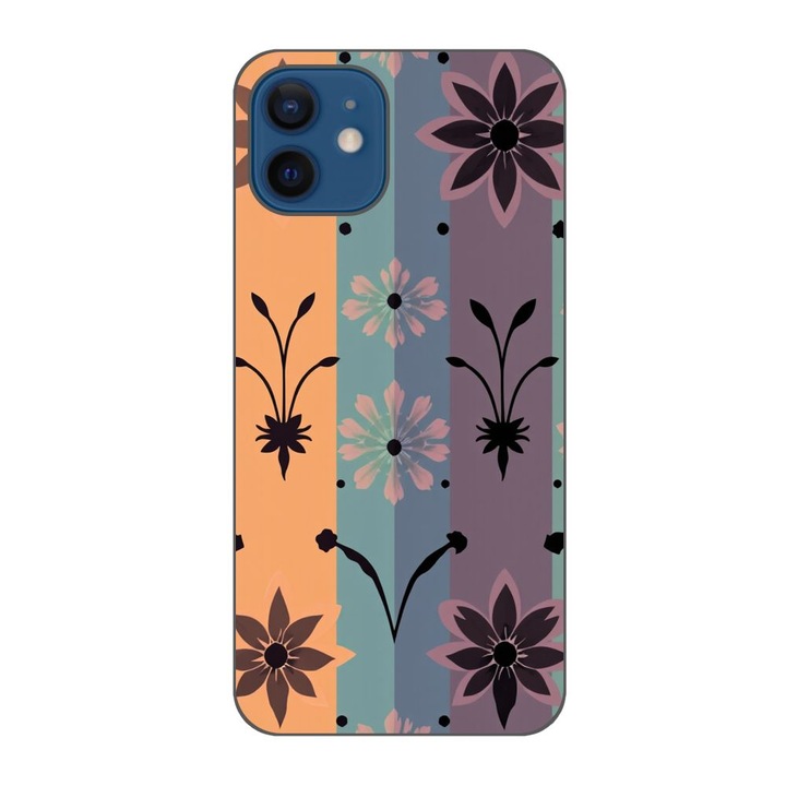 Husa compatibila cu Apple iPhone 12 Silicon Gel Tpu Model Vintage Decal Flower