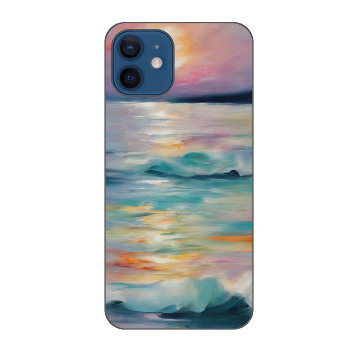Husa compatibila cu Apple iPhone 12 Silicon Gel Tpu Model Watercolor Sea View