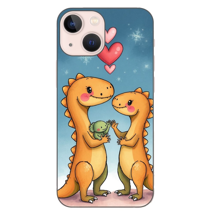 Husa compatibila cu Apple iPhone 13 Mini Silicon Gel Tpu Model Dino Cute Family