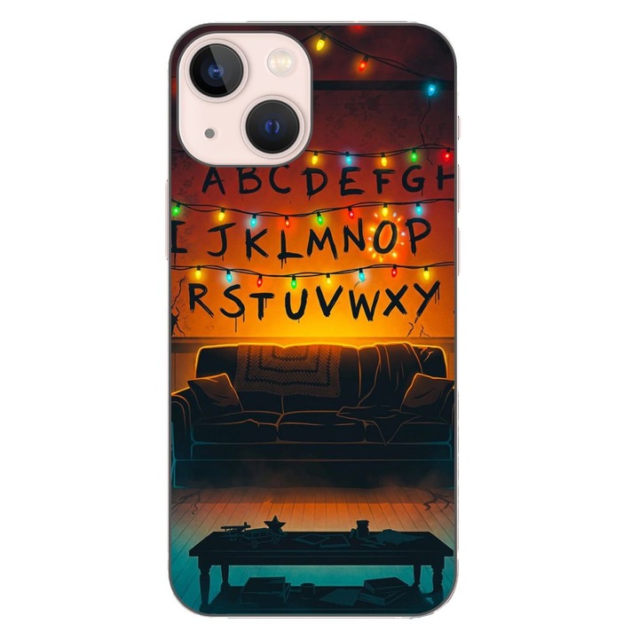 Husa compatibila cu Apple iPhone 13 Mini Silicon Gel Tpu Model Stranger Things Alphabet Fairy Lights