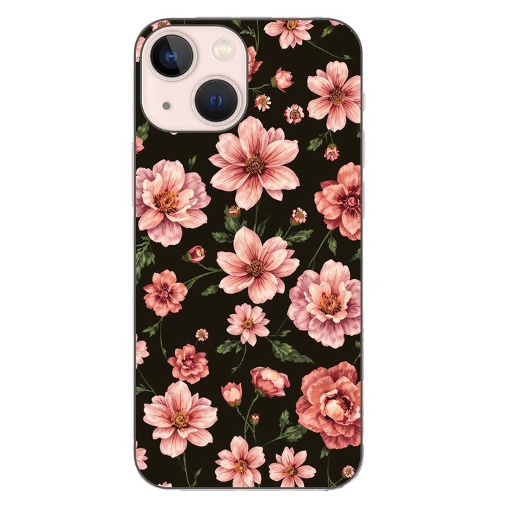 Husa compatibila cu Apple iPhone 13 Mini Silicon Gel Tpu Model Pink Spring Flowers