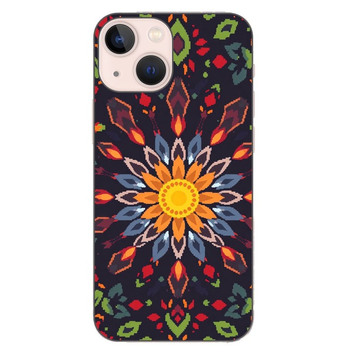 Husa compatibila cu Apple iPhone 13 Mini Silicon Gel Tpu Model Pixel Art Sun Mistery