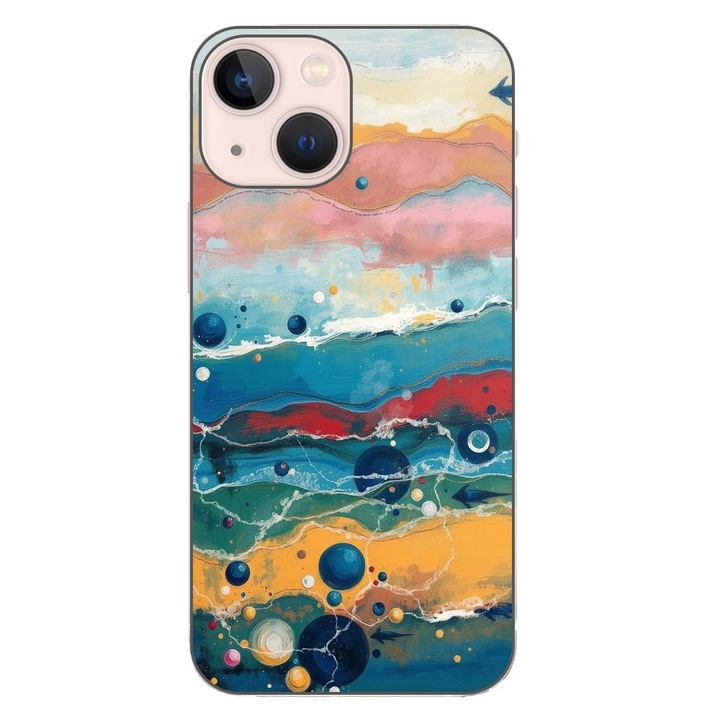 Husa compatibila cu Apple iPhone 13 Mini Silicon Gel Tpu Model Painted Waterworld