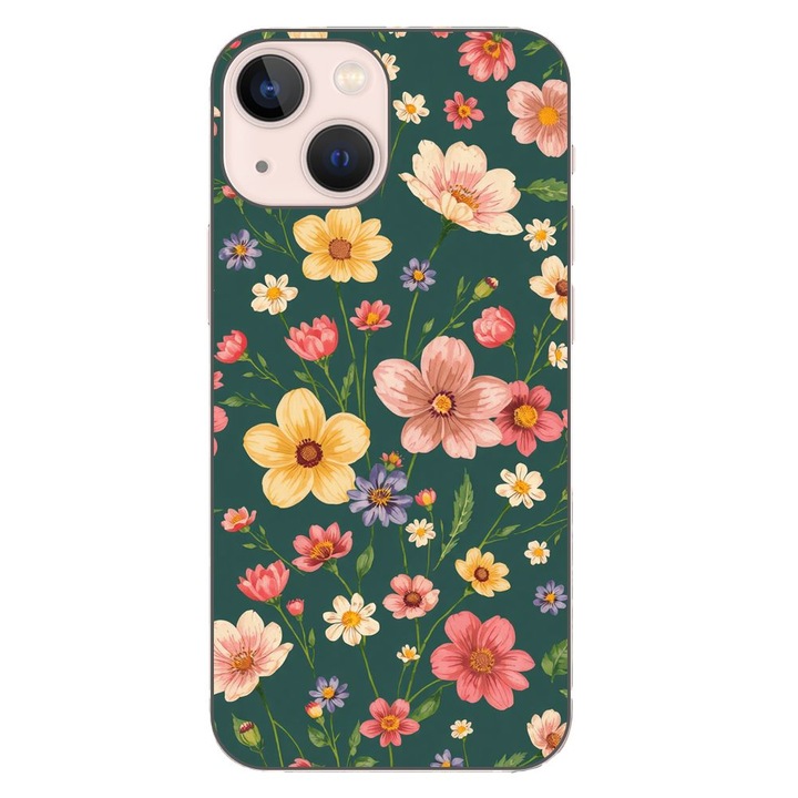 Husa compatibila cu Apple iPhone 13 Mini Silicon Gel Tpu Model Vintage Spring Flowers