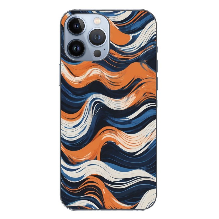 Husa compatibila cu Apple iPhone 13 Pro Max Silicon Gel Tpu Model Abstract Crazy Orange Waves
