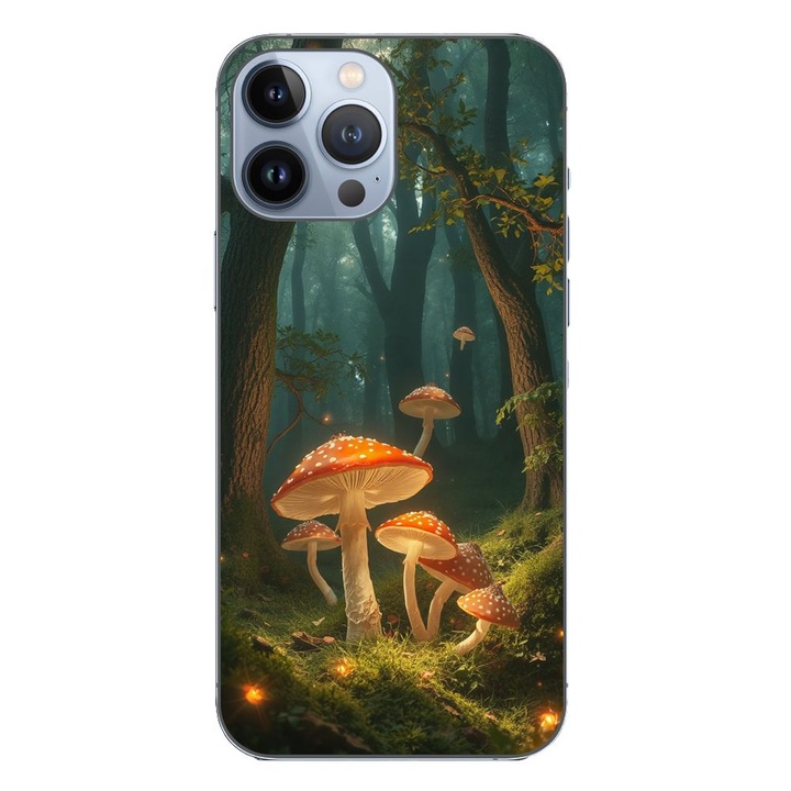 Husa compatibila cu Apple iPhone 13 Pro Max Silicon Gel Tpu Model Glowing Magical Mushrooms