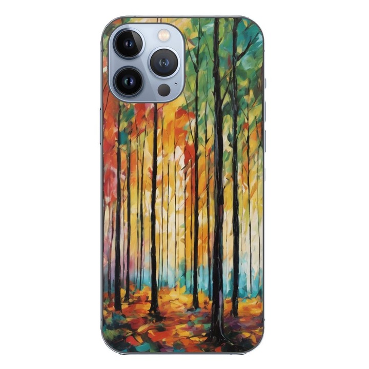 Husa compatibila cu Apple iPhone 13 Pro Max Silicon Gel Tpu Model Colored Forest Art