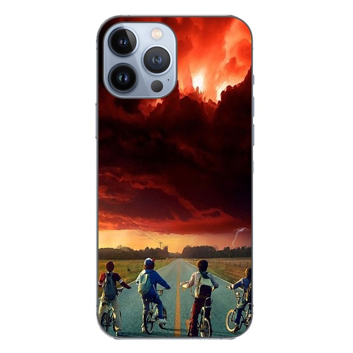 Husa compatibila cu Apple iPhone 13 Pro Max Silicon Gel Tpu Model Stranger Things Red Sky