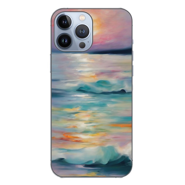 Husa compatibila cu Apple iPhone 13 Pro Max Silicon Gel Tpu Model Watercolor Sea View