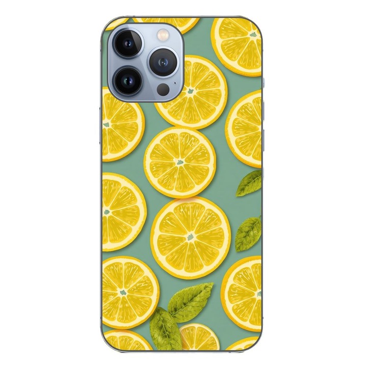 Husa compatibila cu Apple iPhone 13 Pro Max Silicon Gel Tpu Model Summer Lemon Slices