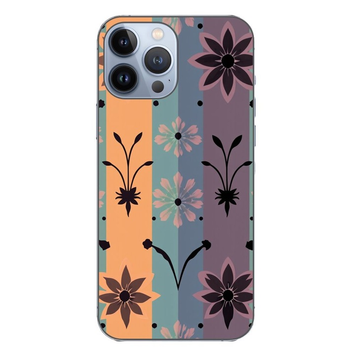 Husa compatibila cu Apple iPhone 13 Pro Max Silicon Gel Tpu Model Vintage Decal Flower