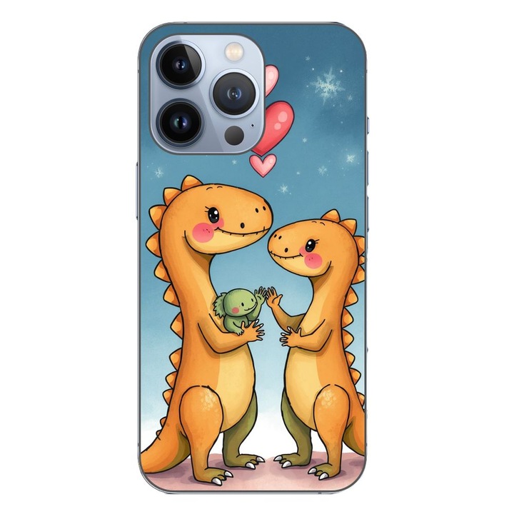Husa compatibila cu Apple iPhone 13 Pro Silicon Gel Tpu Model Dino Cute Family