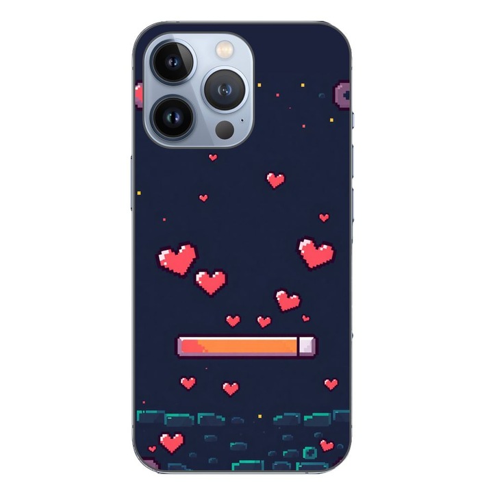 Husa compatibila cu Apple iPhone 13 Pro Silicon Gel Tpu Model Pixelated Healthbar