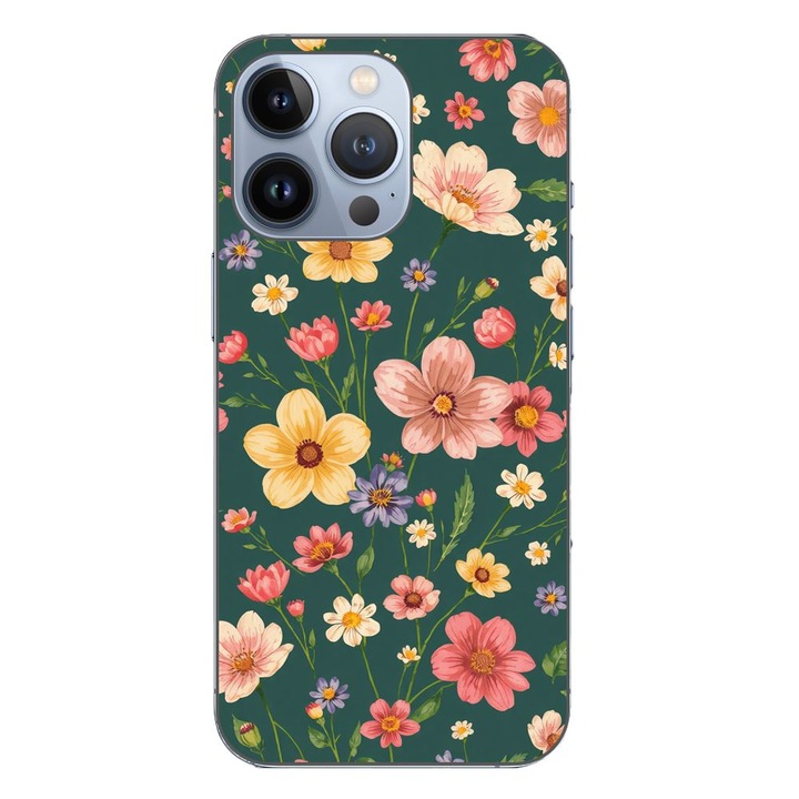 Husa compatibila cu Apple iPhone 13 Pro Silicon Gel Tpu Model Vintage Spring Flowers
