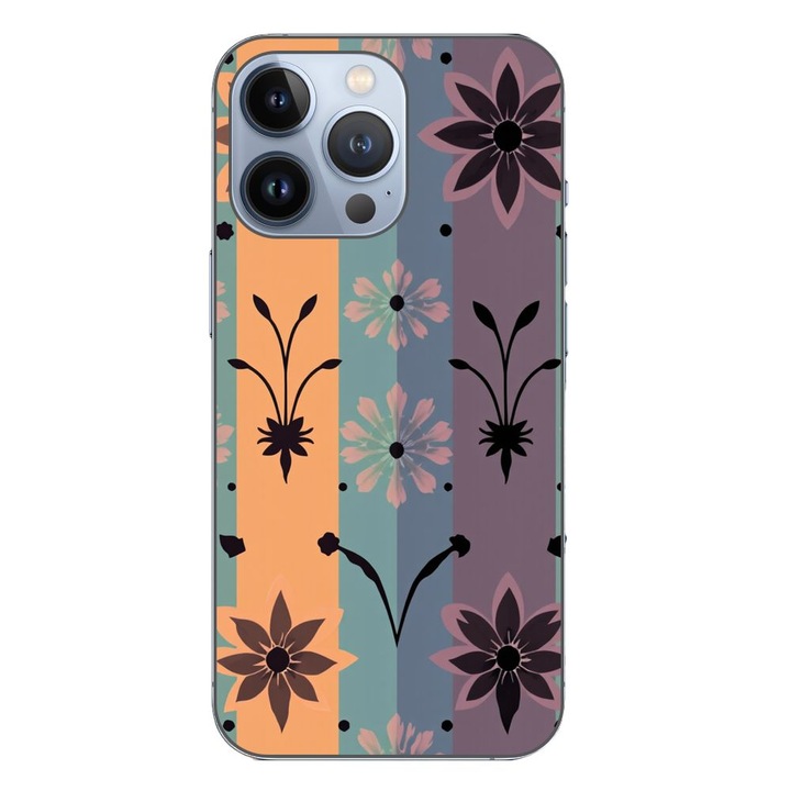Husa compatibila cu Apple iPhone 13 Pro Silicon Gel Tpu Model Vintage Decal Flower