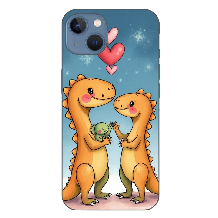 Husa compatibila cu Apple iPhone 13 Silicon Gel Tpu Model Dino Cute Family