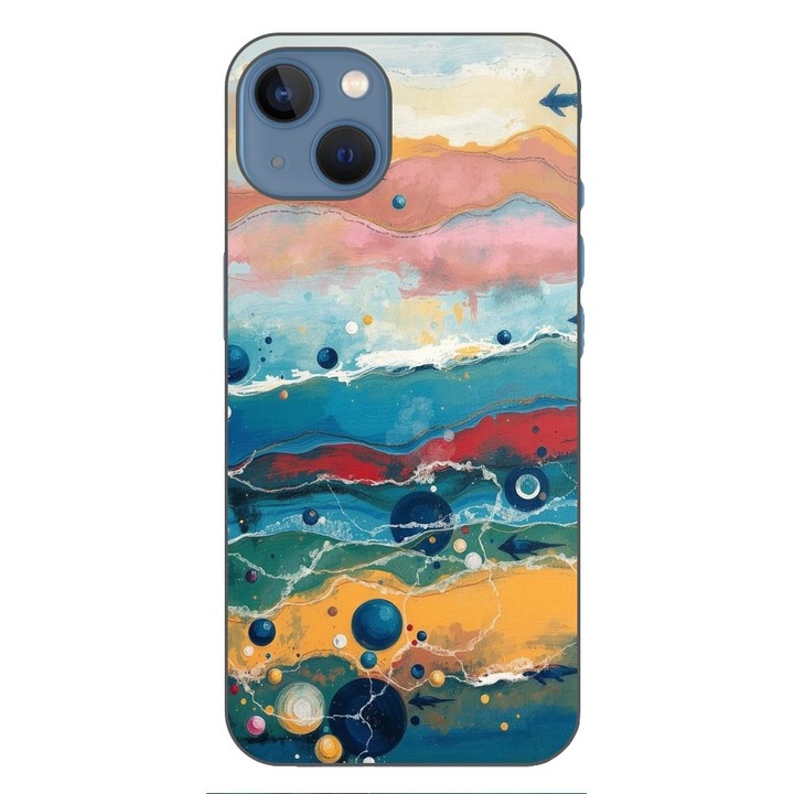 Husa compatibila cu Apple iPhone 13 Silicon Gel Tpu Model Painted Waterworld