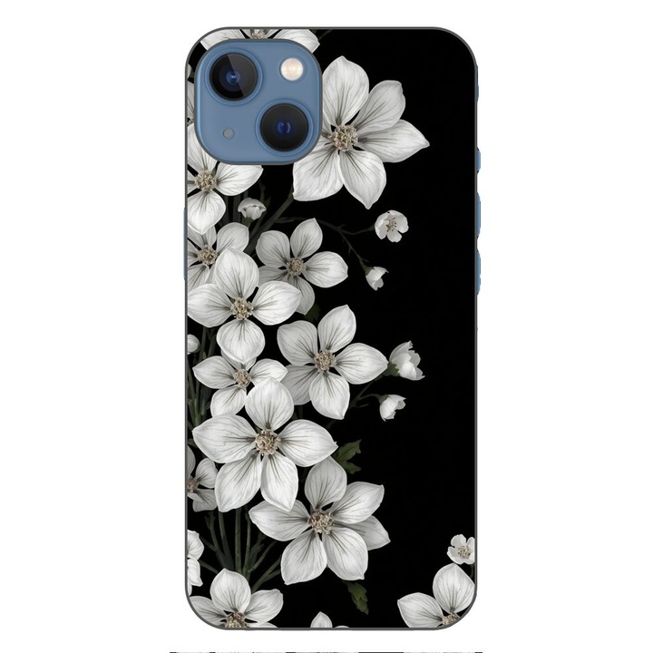 Husa compatibila cu Apple iPhone 13 Silicon Gel Tpu Model Pure White Flowers