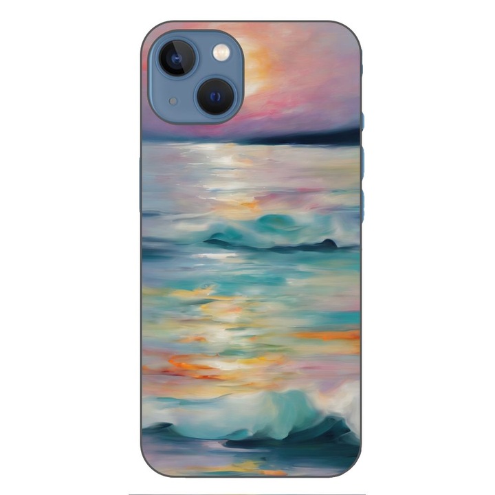 Husa compatibila cu Apple iPhone 13 Silicon Gel Tpu Model Watercolor Sea View