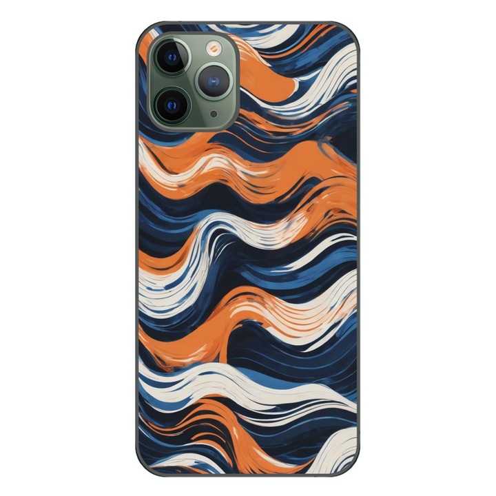 Husa compatibila cu Apple iPhone 11 Pro Max Silicon Gel Tpu Model Abstract Crazy Orange Waves
